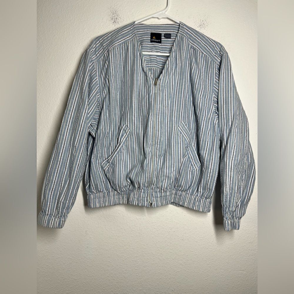 Liz Claiborne LizSport Summer Jacket Size S Lightweight Seersucker
